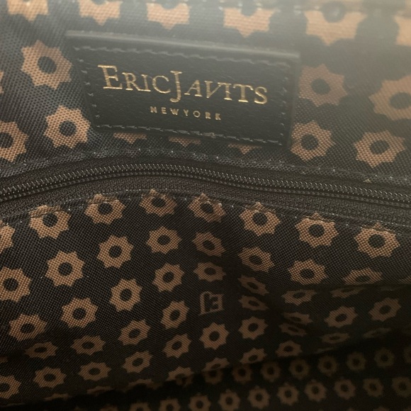 Vtg Eric Javitz NY Tote Designer Black Leather Woven Bag Adjustable Shoulder New - Picture 10 of 14